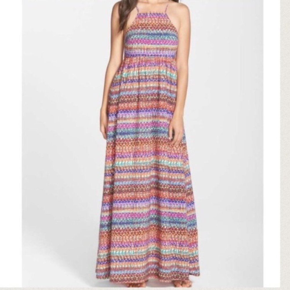 NWT CeCe by Cynthia Steffe Annabel Wicker Print Maxi Dress Flowy Sunday 12